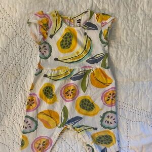 Tea Collection Tropical Fruit Smocked Romper - 18-24 months Papaya